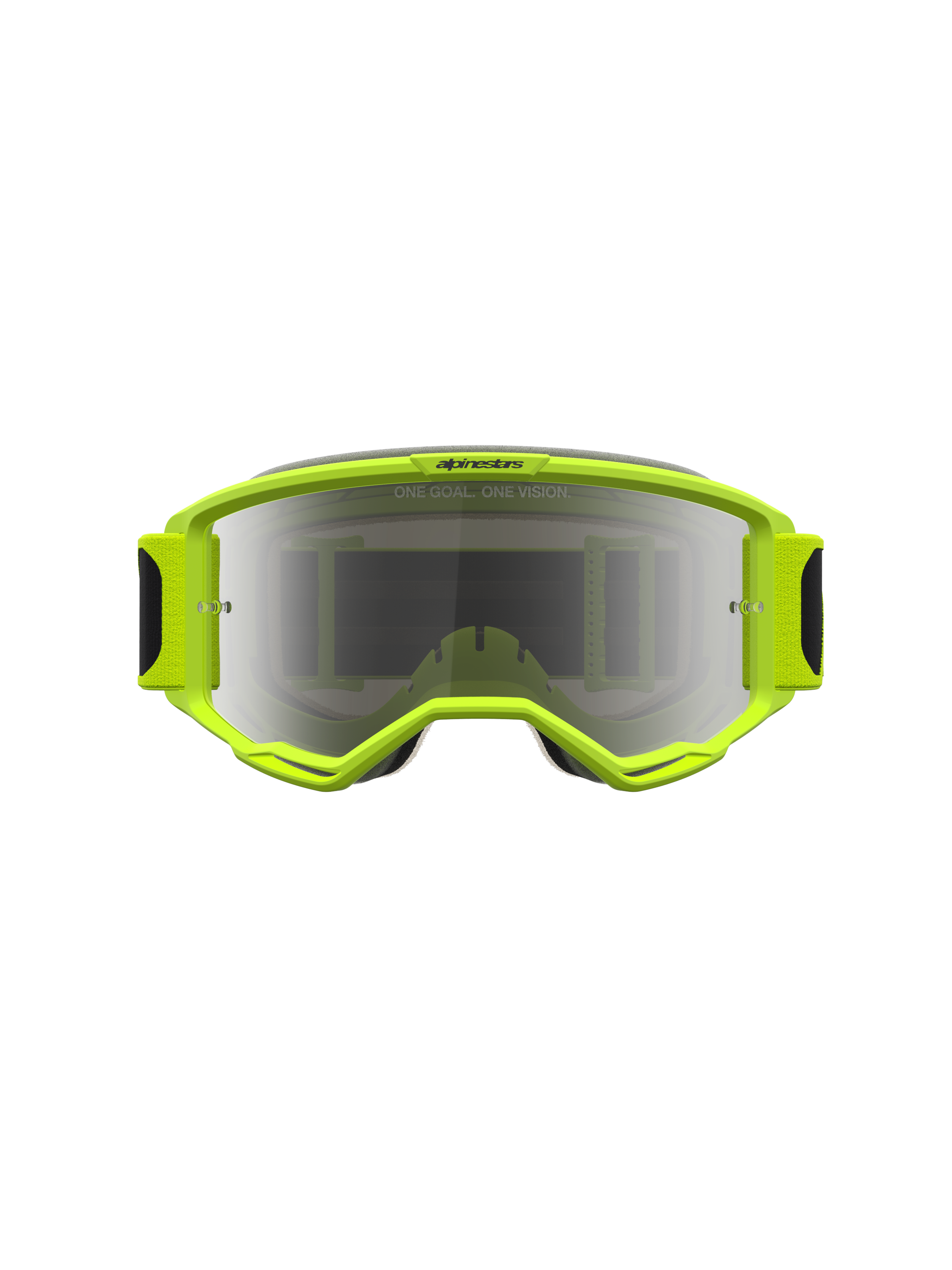 Alpinestars Maschere Vision 5 Rora, maschere da motocross giallo fluo e nero, lente argento a specchio, ventilazione RAM-AIR.