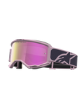 Alpinestars Maschere Vision 5 Rora, maschere da motocross per uomo, rosa e grigio, con lente rosa a specchio e montatura flessibile A-FLEX in uretano.