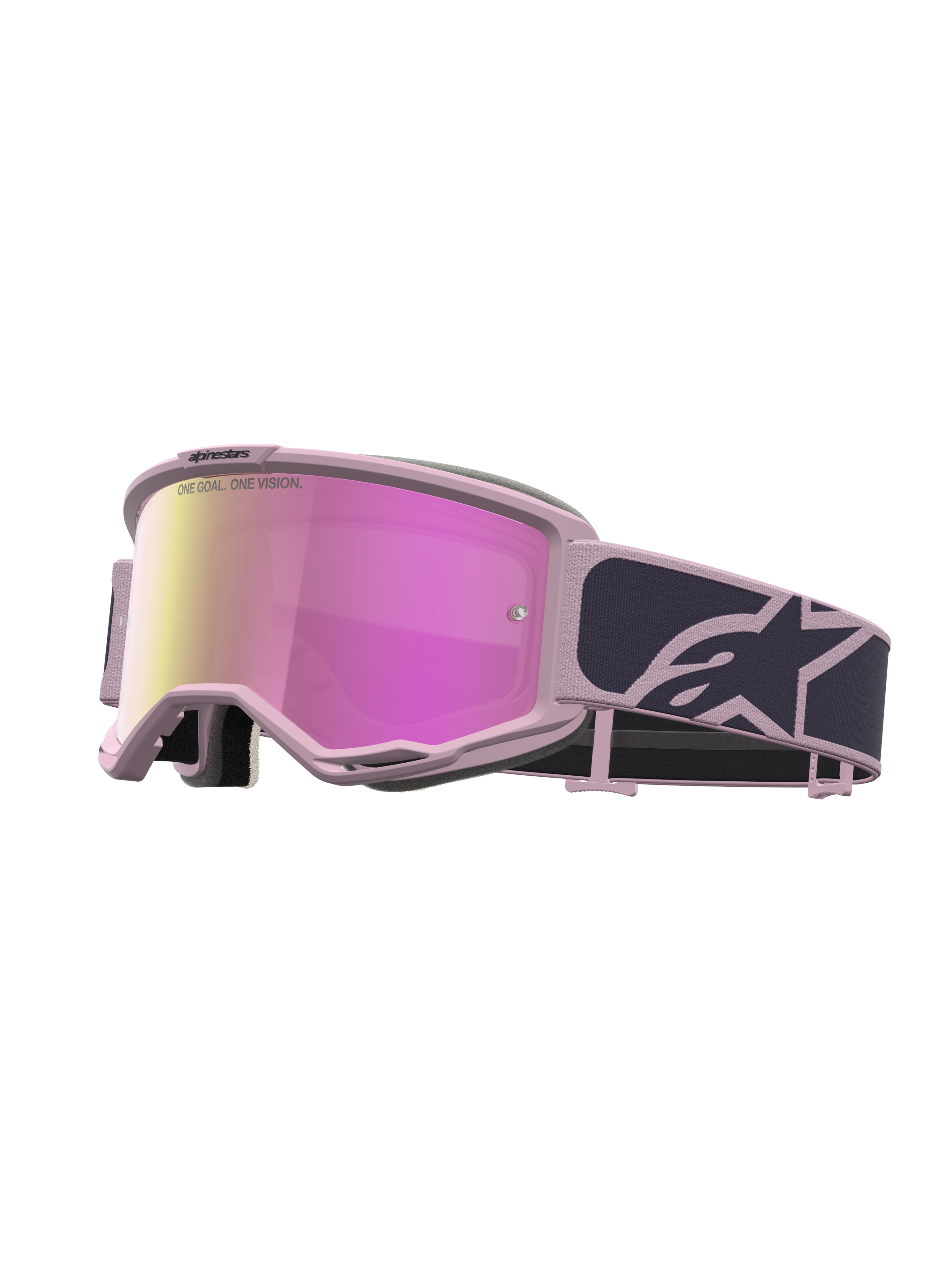 Alpinestars Maschere Vision 5 Rora, maschere da motocross per uomo, rosa e grigio, con lente rosa a specchio e montatura flessibile A-FLEX in uretano.
