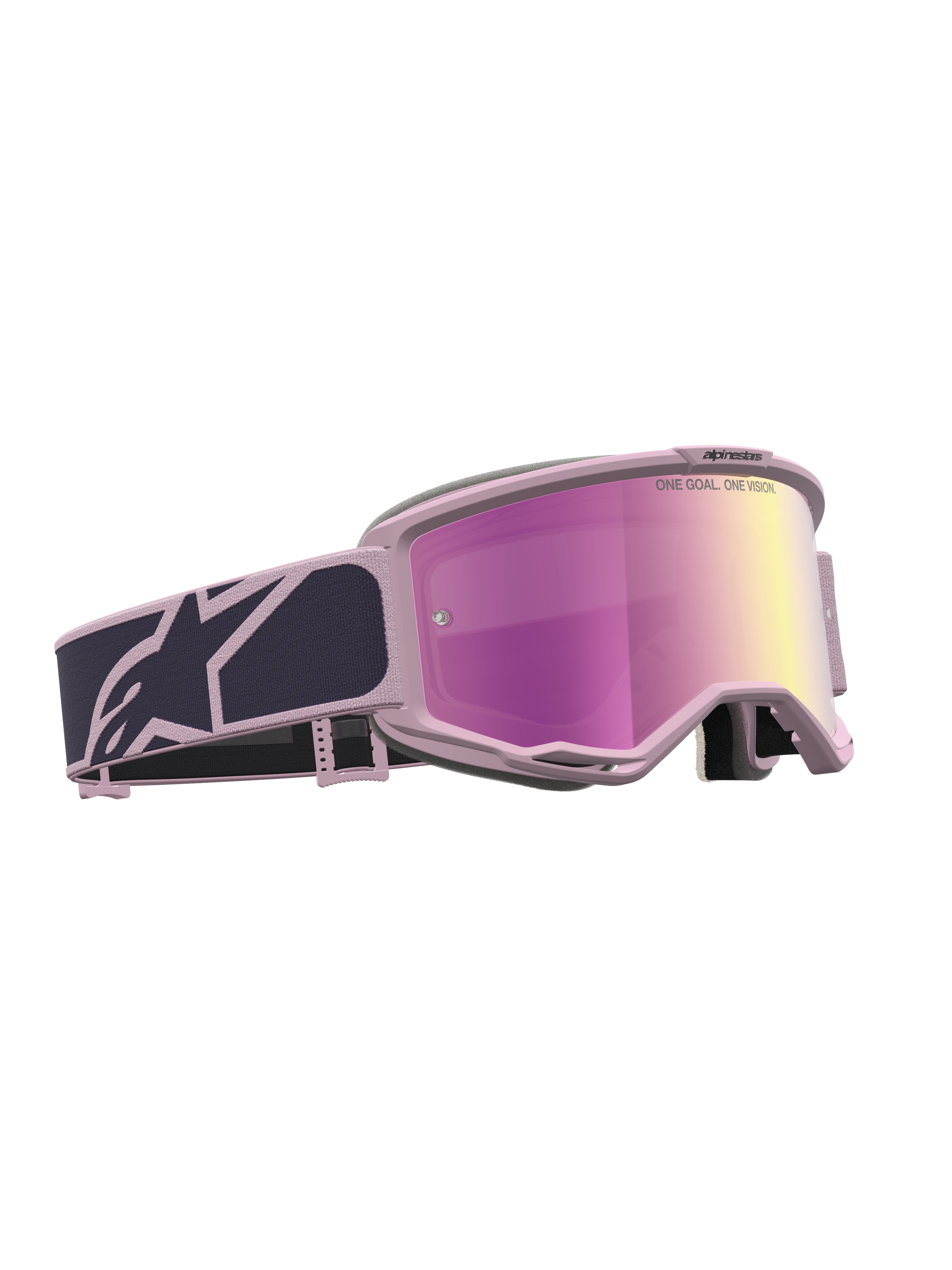 Alpinestars Maschere Vision 5 Rora, maschere da motocross per off-road, rosa e grigio, lente a specchio rosa, sistema di ventilazione RAM-AIR e montatura flessibile A-FLEX.