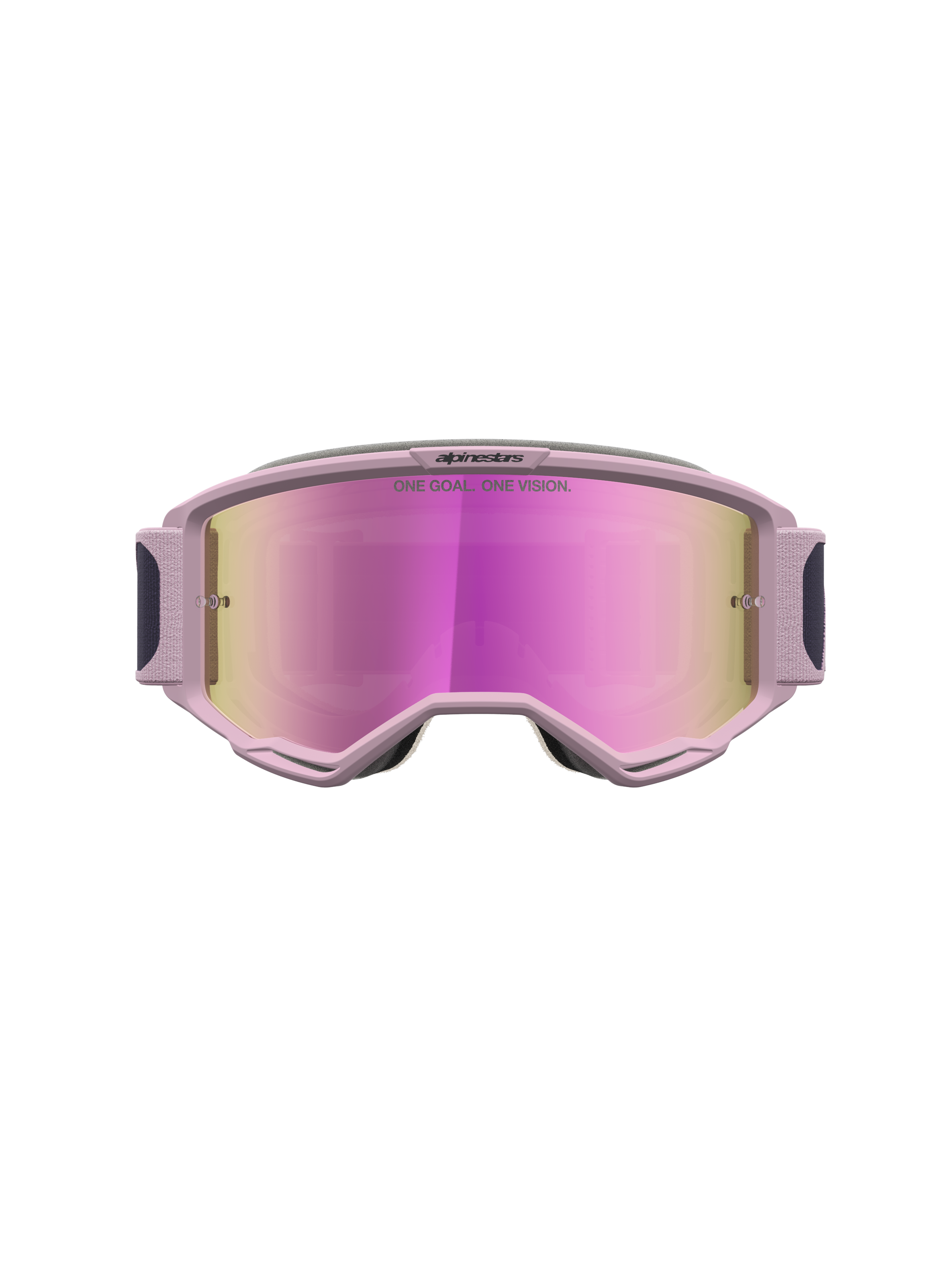 Alpinestars maschere Vision 5 Rora, maschere da motocross grigio e rosa con lente a specchio rosa e montatura A-FLEX.