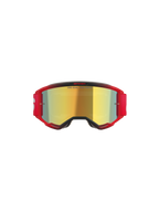 Alpinestars Vision 5 Blaze Goggles, occhiali da motocross, montatura rossa con lente specchiata oro, scritta 'ONE GOAL. ONE VISION.' sulla lente, fascia elastica rossa con logo bianco, protezione professionale per motocross