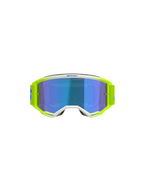 Alpinestars Vision 5 Blaze Goggles, occhiali da motocross, giallo fluo e blu, con lente Blue Mirror, dettagli della montatura bianchi e ampia fascia regolabile con marchio Alpinestars, protezione professionale per gli occhi per corse fuoristrada e motocross