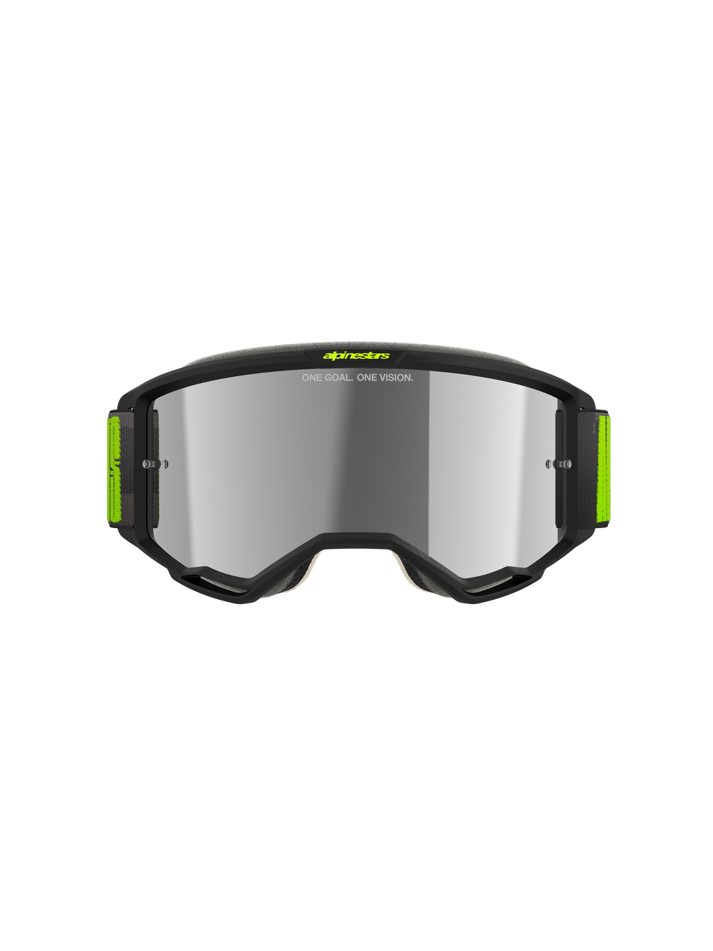 Alpinestars Vision 5 Hollow Goggles, occhiali da motocross, grigio antracite e giallo fluo, lente a specchio argento, elegante montatura grigio antracite con accenti gialli brillanti e ampia fascia intrecciata, protezione per gli occhi ad alte prestazioni per corse fuoristrada