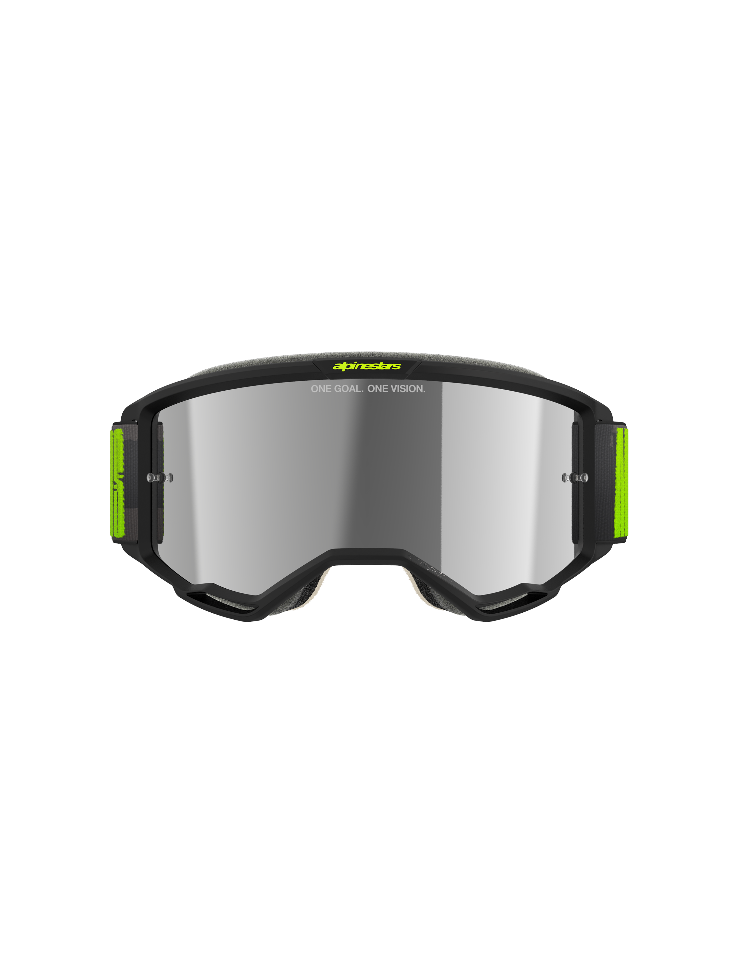 Alpinestars Vision 5 Hollow Goggles, occhiali da motocross, grigio antracite e giallo fluo, lente a specchio argento, elegante montatura grigio antracite con accenti gialli brillanti e ampia fascia intrecciata, protezione per gli occhi ad alte prestazioni per corse fuoristrada