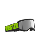Alpinestars Vision 5 Hollow Goggles, occhiali da motocross, grigio antracite e giallo fluo, lente a specchio argento, ampia fascia nera con vivace marchio giallo neon, montatura ergonomica con ventilazione RAM-AIR per competizioni off-road