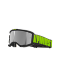 Alpinestars Vision 5 Hollow Goggles, occhiali da motocross fuoristrada, grigio antracite e giallo fluo, lente a specchio argento riflettente con montatura nera, ampio cinturino nero con logo giallo neon e grip interno in silicone, fori di ventilazione e morbida imbottitura facciale