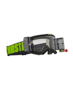 Maschere Alpinestars Vision 5 Hollow Roll Off, maschere da motocross, grigio antracite e giallo fluo, lente trasparente con contenitori roll-off integrati, ampia fascia tessuta con logo verde neon, telaio A-FLEX e schiuma facciale multistrato per prestazioni off-road.