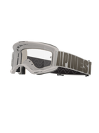 Alpinestars Vision 5 Hollow Goggles, occhiali da motocross, montatura bianca con lente trasparente, ampio cinturino grigio chiaro con scritta Alpinestars in grigio scuro, imbottitura in schiuma multistrato, protezione oculare per fuoristrada ad alte prestazioni