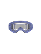 Occhiali Alpinestars Vision 5 Wordmark, viola e trasparente, con montatura leggera in uretano A-FLEX, lente in policarbonato trasparente antiappannamento con scritta 'ONE GOAL. ONE VISION.', schiuma facciale multistrato da 17 mm e fascia intrecciata viola con logo wordmark, protezione oculare professionale per motocross