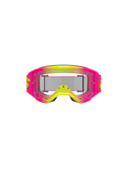 Alpinestars Vision 5 Wordmark Goggles, occhiali da motocross, rosa e giallo fluo con lente trasparente, montatura sfumata vivace, ampia fascia intrecciata con branding giallo, protezione per gli occhi ad alte prestazioni per la guida fuoristrada