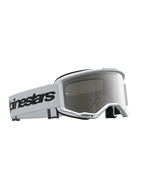 Alpinestars Maschere Vision 3 Wordmark specchiate, maschere da motocross bianco e nero con lente specchiata argento.