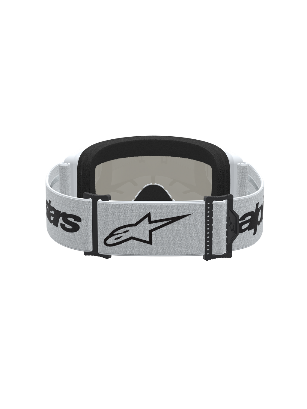 Alpinestars maschere Vision 3 Wordmark specchiate, maschere da motocross bianche e nere con cinturino logato e schiuma.