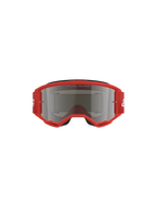 Alpinestars Vision 3 Wordmark Goggles, occhiali da motocross, montatura rossa con lente Silver Mirror, vista frontale con scritta 'ONE GOAL. ONE VISION.' sulla lente e ampia fascia rossa