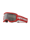 Alpinestars Vision 3 Wordmark Goggles, occhiali da motocross, rosso e argento specchiato, montatura rosso acceso con lente argento specchiata, cinturino in tessuto rosso con grande logo wordmark bianco, occhiali protettivi sportivi da fuoristrada