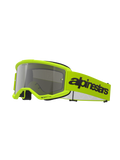 Alpinestars Vision 3 Wordmark Goggles, maschere da motocross, giallo fluo e argento specchiato, con montatura e fascia giallo brillante e logo Alpinestars nero, protezione oculare ad alte prestazioni per corse fuoristrada
