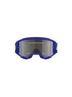 Alpinestars Vision 3 Wordmark Goggles, occhiali da motocross, blu e argento specchiato, con montatura blu e ampia fascia con logo bianco, lente specchiata argento con scritta 'ONE GOAL. ONE VISION.', protezione oculare professionale per fuoristrada.