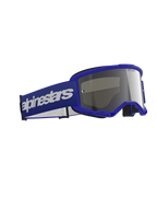 Alpinestars Vision 3 Wordmark Goggles, occhiali da motocross, blu con lente a specchio argento, caratterizzati da montatura blu e ampia fascia blu con logo wordmark bianco, design resistente per corse fuoristrada