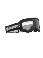 Alpinestars Vision 3 Wordmark Goggles, maschere da motocross, nero e trasparente, con ampio cinturino nero e logo wordmark bianco, lente trasparente antiappannamento con scritta "ONE GOAL. ONE VISION.", design performante per corse fuoristrada