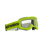 Alpinestars Vision 3 Wordmark Goggles, occhiali da motocross, giallo fluo con lente trasparente, ampia fascia giallo fluo con logo Alpinestars nero, telaio leggero A-FLEX con ventilazione RAM-AIR, protezione oculare ad alte prestazioni per il fuoristrada