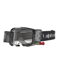 Alpinestars Maschere Vision 8 Amber Roll Off, maschere motocross nero e argento con sistema roll-off e lente trasparente.