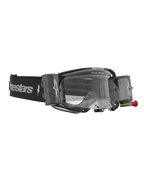 Alpinestars Maschere Vision 8 Amber Roll Off, maschere da motocross nere e argento con lente chiara e sistema roll-off.