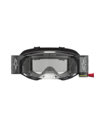Alpinestars Maschere Vision 8 Amber Roll Off, maschere da motocross con sistema roll-off, lente trasparente, nero e argento