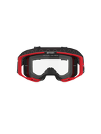 Alpinestars Vision 8 Luar Goggles, occhiali da motocross, rosso, nero e trasparente, con telaio A-FLEX rosso, lente in policarbonato trasparente antiappannamento, fascia intrecciata regolabile nera con logo, protezione per gli occhi ad alte prestazioni per corse fuoristrada