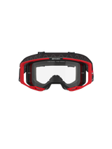 Alpinestars Vision 8 Luar Goggles, occhiali da motocross, rosso, nero e trasparente, con telaio A-FLEX rosso, lente in policarbonato trasparente antiappannamento, fascia intrecciata regolabile nera con logo, protezione per gli occhi ad alte prestazioni per corse fuoristrada