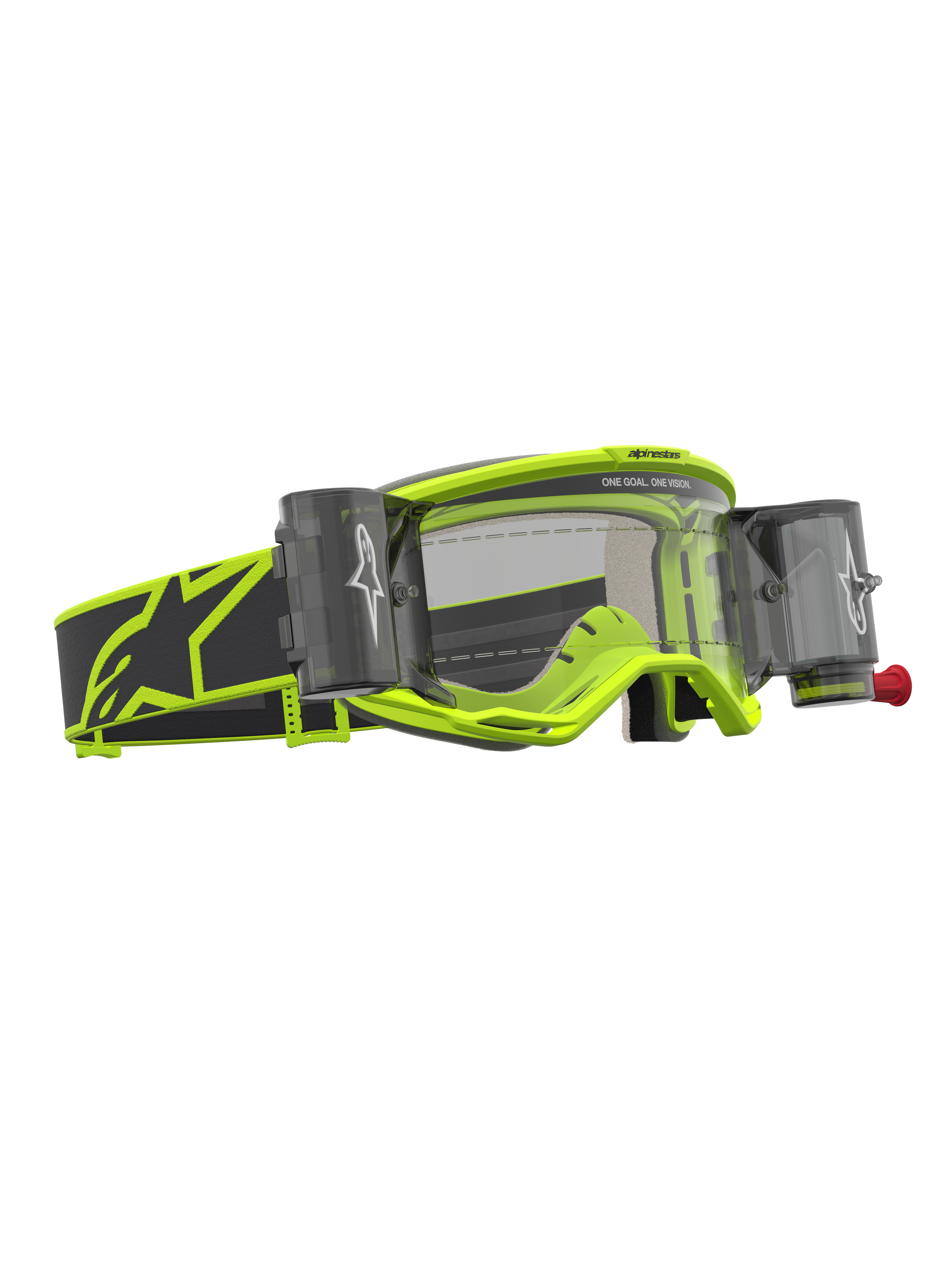 Alpinestars Maschere Vision 5 Rora Roll Off, maschere motocross, giallo fluo e nero, lente trasparente con sistema Roll Off