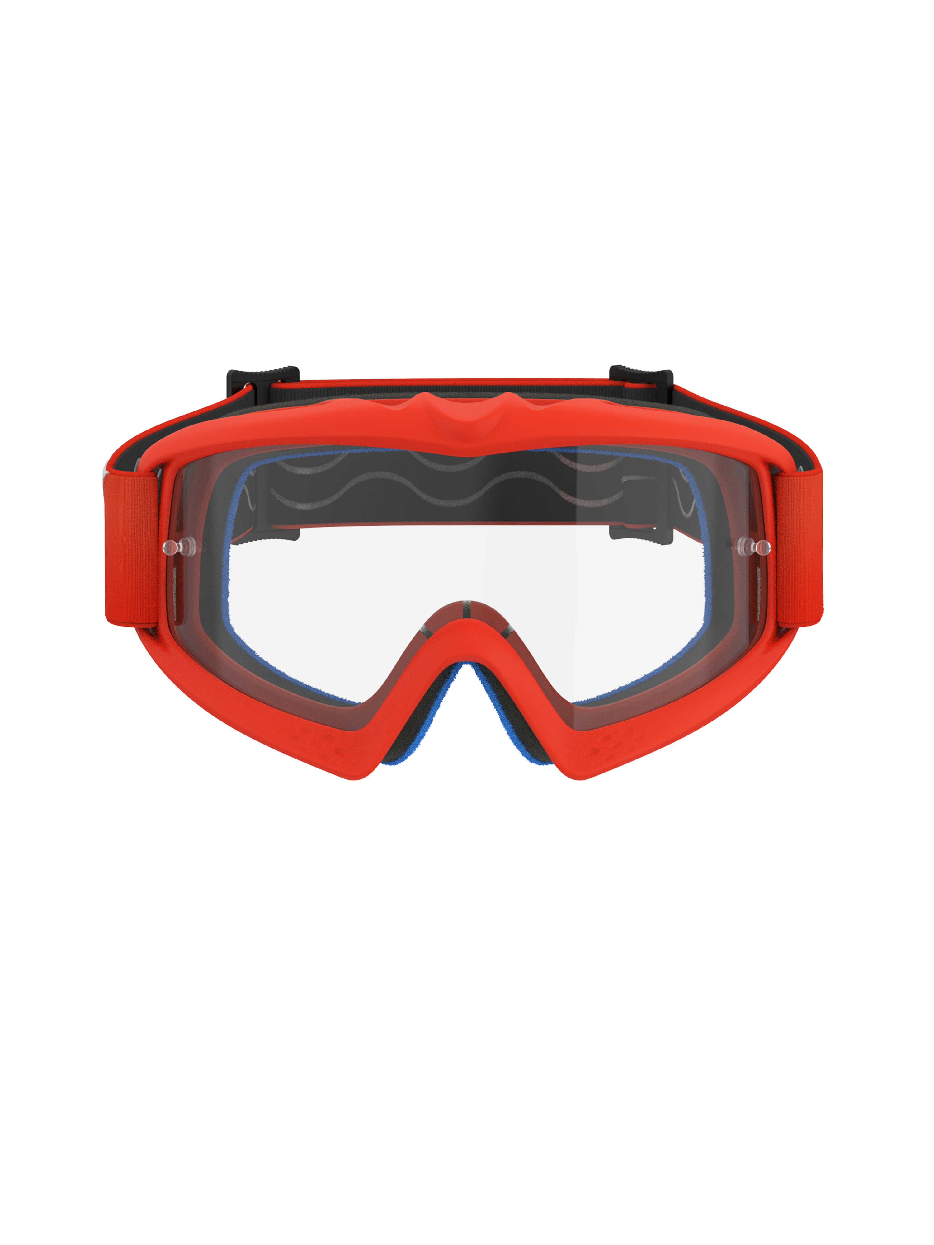 Alpinestars Vision Youth Corp Goggles, occhiali da motocross, arancione con lente trasparente, montatura arancione brillante e cinturino coordinato, schiuma facciale blu visibile all'interno, lente antiappannamento trasparente con supporti per tear-off, progettati per giovani piloti, occhiali da corsa fuoristrada ad alte prestazioni