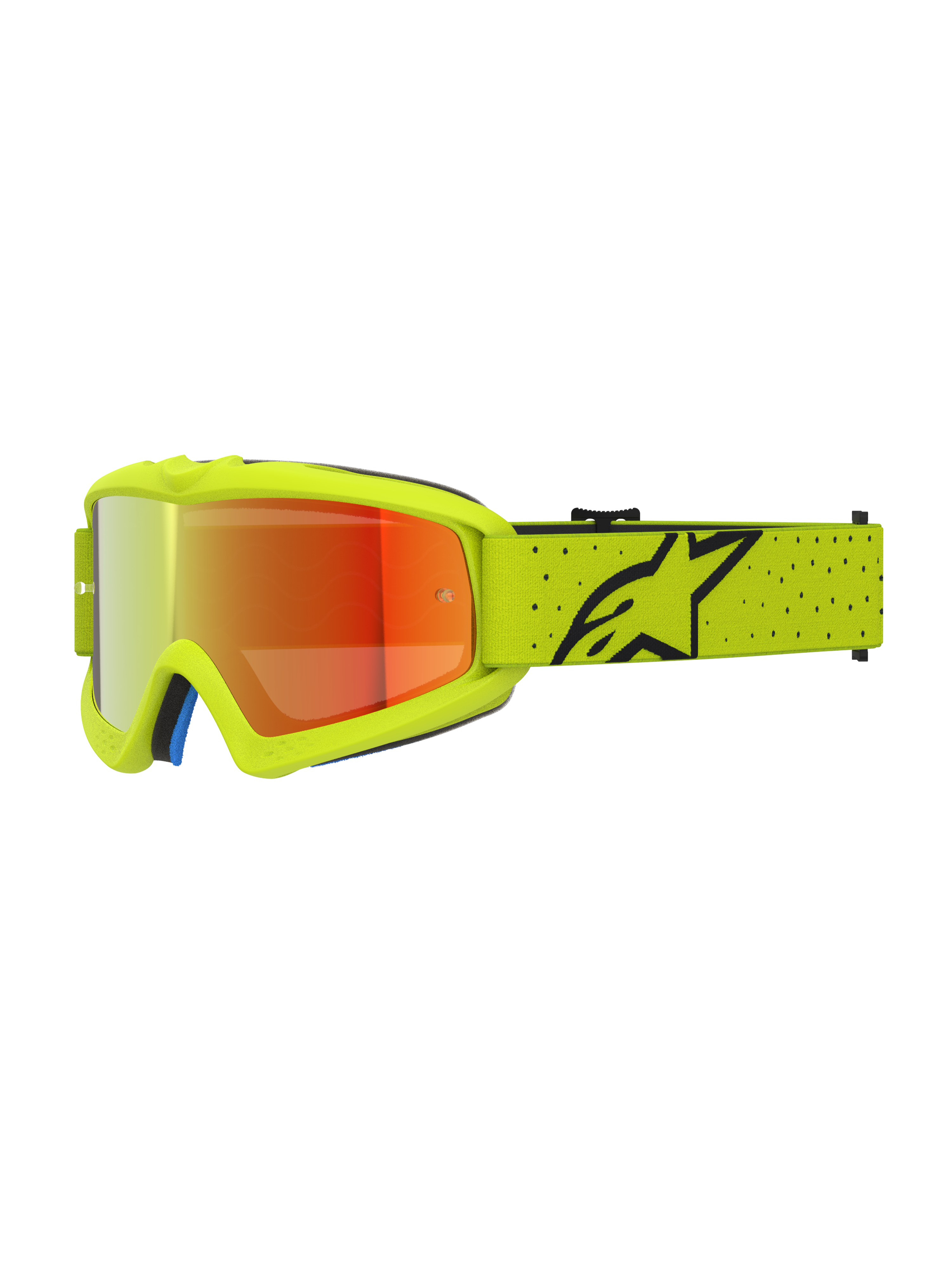 Alpinestars Maschere Vision Vesta Ragazzo, maschere motocross, giallo fluo e nero, lente rossa a specchio, certificate CE