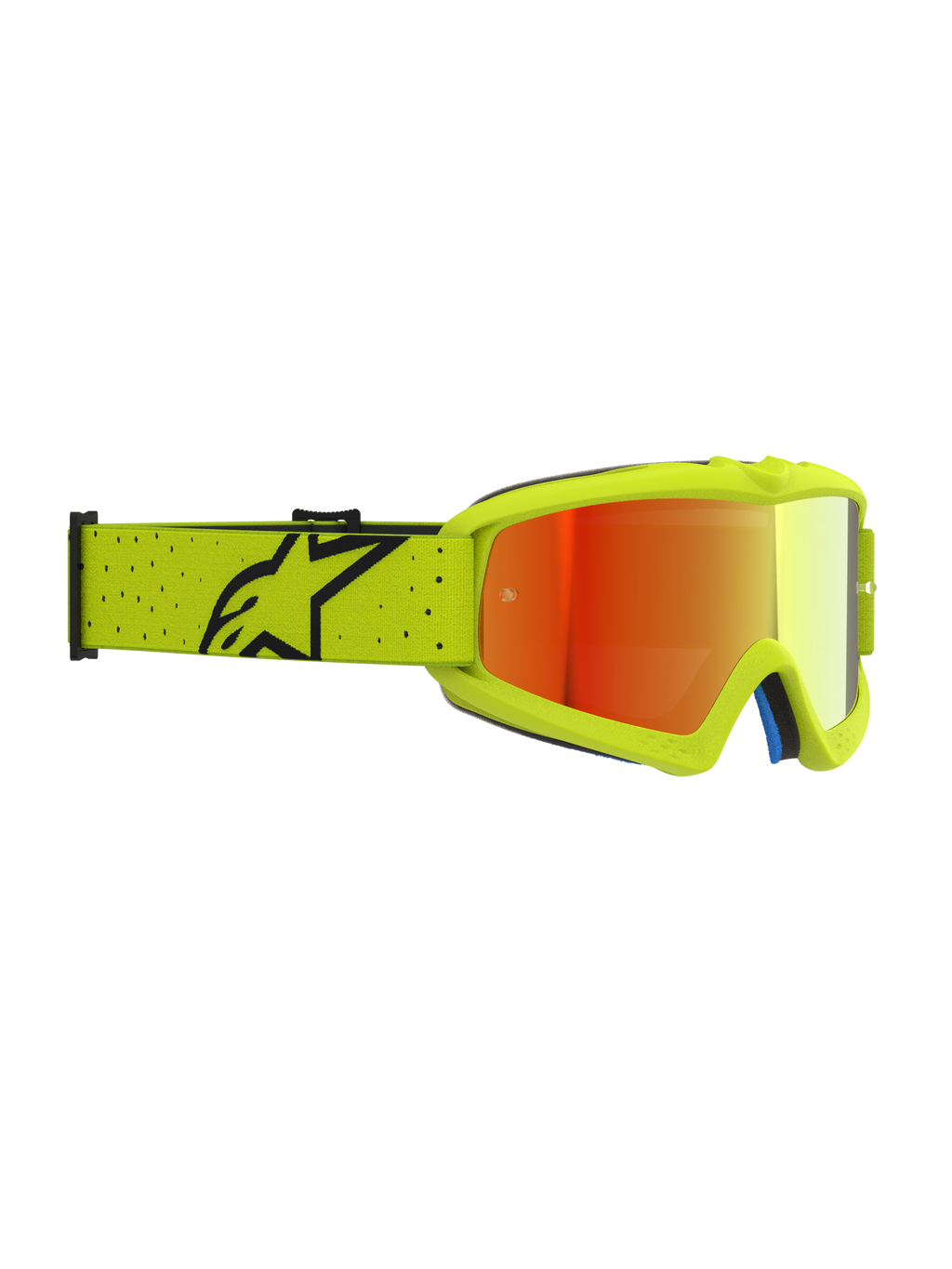 Alpinestars Maschere Vision Vesta Ragazzo, maschere motocross giallo fluo, lente rossa specchiata e fascia regolabile.