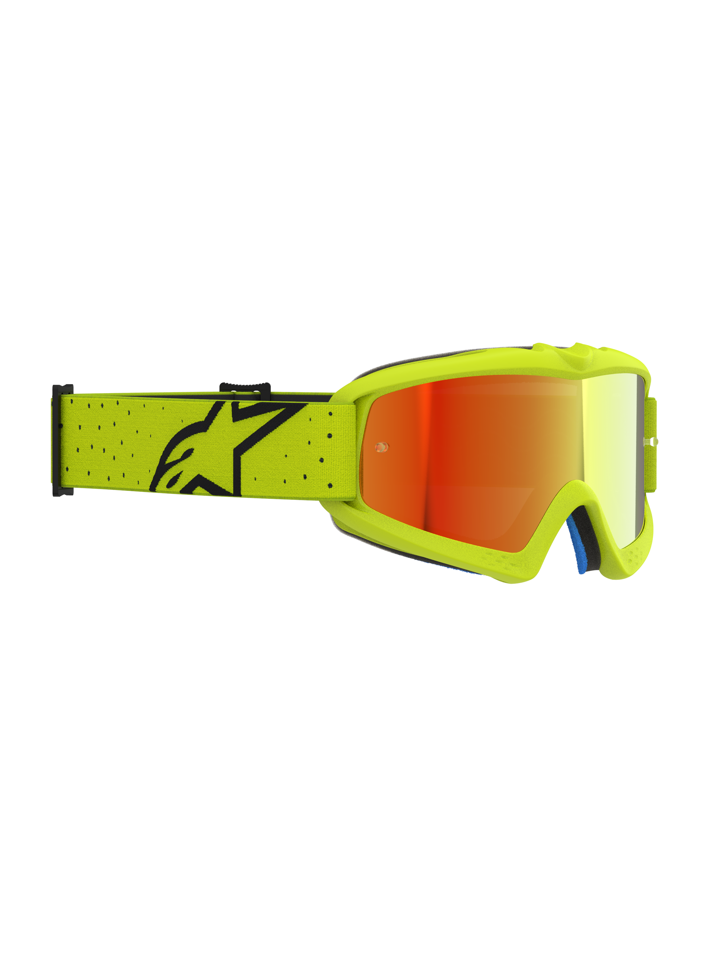 Alpinestars Maschere Vision Vesta Ragazzo, maschere motocross giallo fluo, lente rossa specchiata e fascia regolabile.