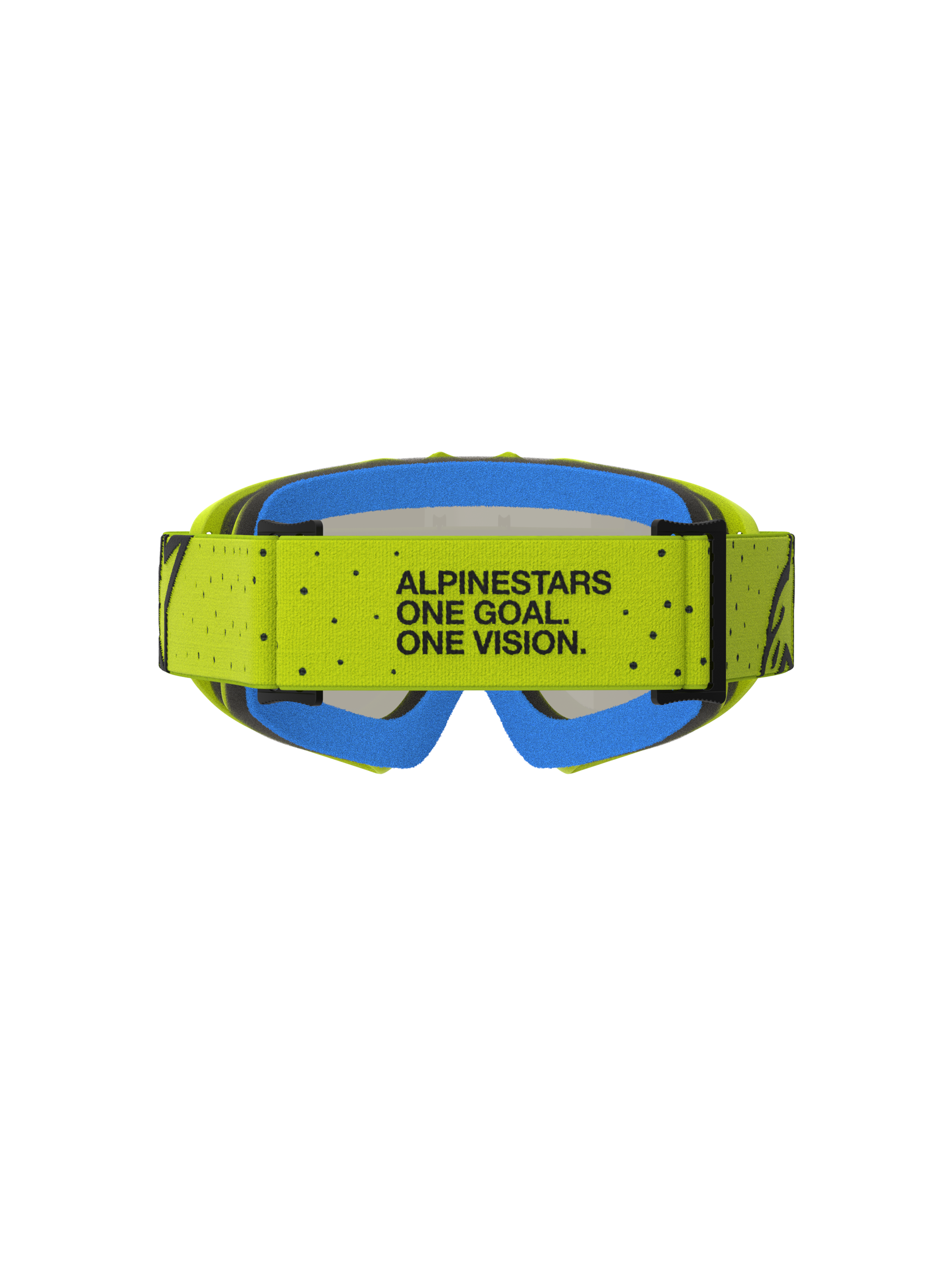 Alpinestars maschere Vision Vesta Ragazzo, maschere da motocross per ragazzi, giallo fluo e blu, fascia posteriore con motto One Goal. One Vision.
