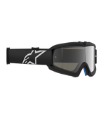 Alpinestars Vision Youth Corp Goggles, occhiali da motocross, Nero Mirror Silver, con lente a specchio in policarbonato e fascia nera con logo Alpinestars bianco, progettati per giovani piloti