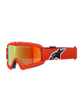Alpinestars Vision Youth Corp Goggles, occhiali da motocross per ragazzi, arancione con lente a specchio rossa, logo Alpinestars bianco e nero sulla fascia, protezione per gli occhi ad alte prestazioni per gare fuoristrada