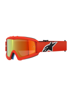 Alpinestars Vision Youth Corp Goggles, occhiali da motocross per ragazzi, arancione con lente a specchio rossa, logo Alpinestars bianco e nero sulla fascia, protezione per gli occhi ad alte prestazioni per gare fuoristrada