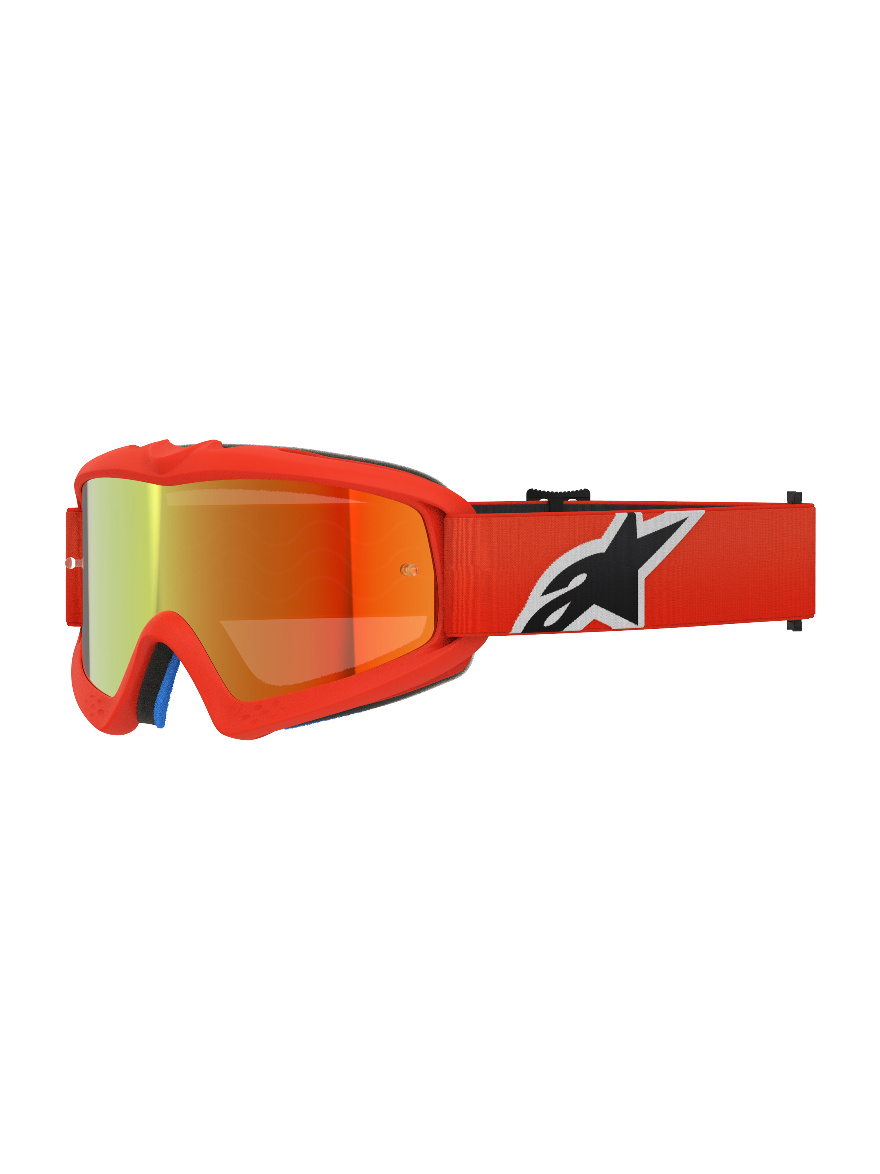 Alpinestars Vision Youth Corp Goggles, occhiali da motocross per ragazzi, arancione con lente a specchio rossa, logo Alpinestars bianco e nero sulla fascia, protezione per gli occhi ad alte prestazioni per gare fuoristrada