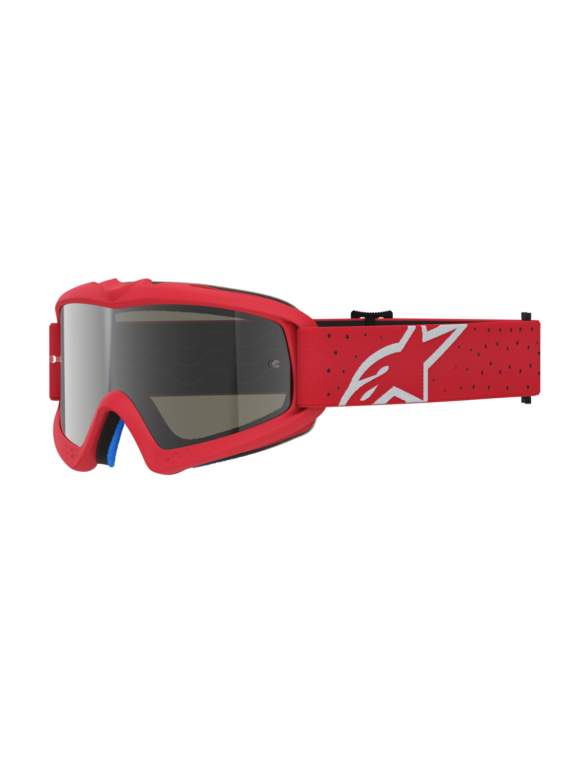 Alpinestars Maschere Vision Vesta Ragazzo, maschere da motocross junior rosse con lente argento specchiata anti-appannamento.