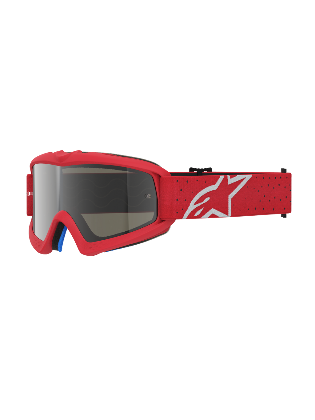 Alpinestars Maschere Vision Vesta Ragazzo, maschere da motocross junior rosse con lente argento specchiata anti-appannamento.