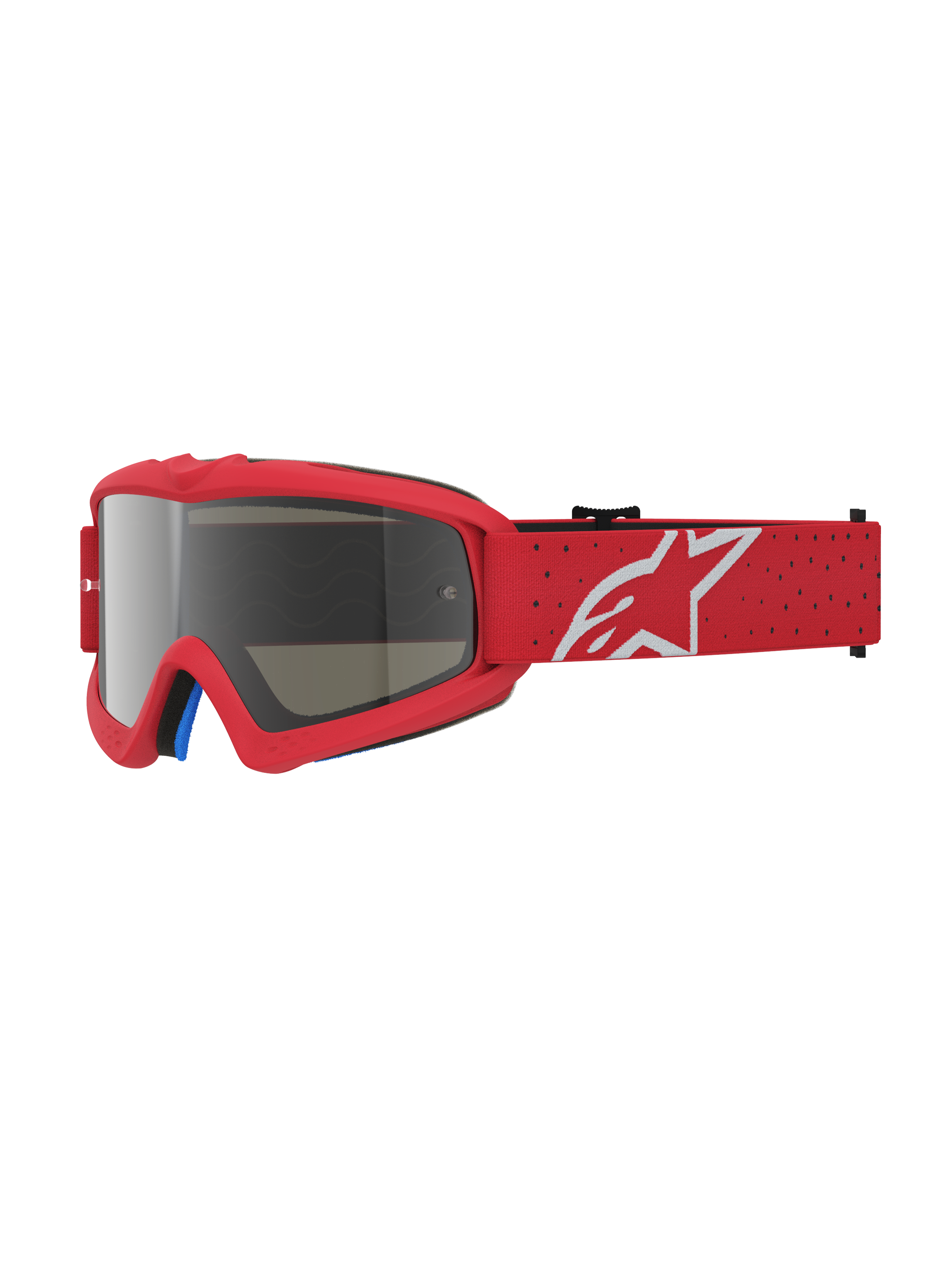 Alpinestars Maschere Vision Vesta Ragazzo, maschere da motocross junior rosse con lente argento specchiata anti-appannamento.