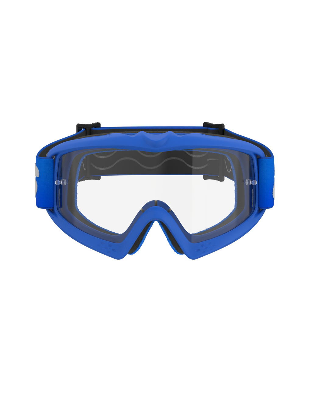 Alpinestars Vision Youth Blaze Goggles, occhiali da motocross per ragazzi, montatura blu con lente trasparente, dotati di telaio flessibile blu A-FLEX, lente in policarbonato antiappannamento con supporti per tear-off e fascia intrecciata blu coordinata, progettati per giovani piloti e gare fuoristrada