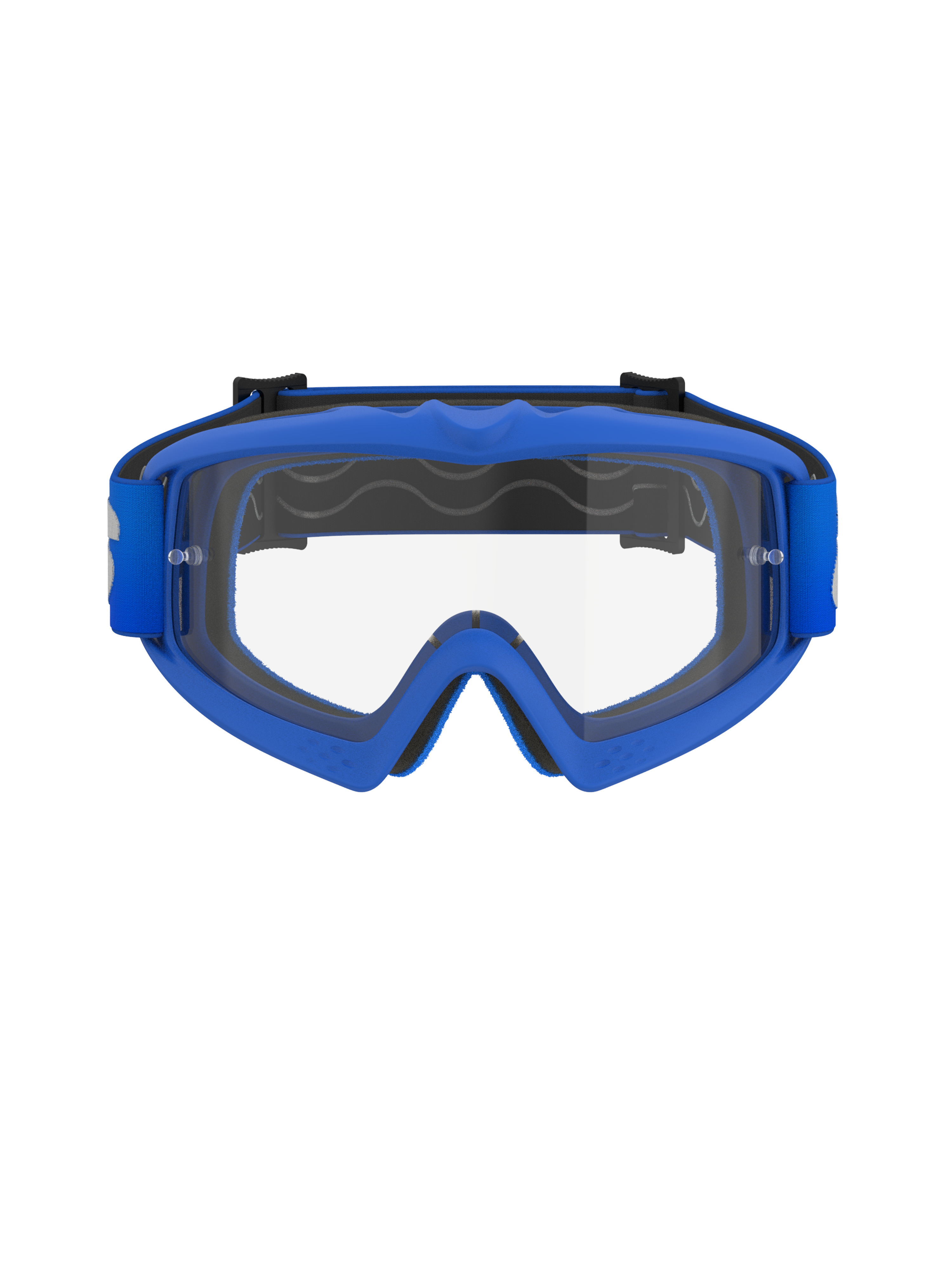 Alpinestars Vision Youth Blaze Goggles, occhiali da motocross per ragazzi, montatura blu con lente trasparente, dotati di telaio flessibile blu A-FLEX, lente in policarbonato antiappannamento con supporti per tear-off e fascia intrecciata blu coordinata, progettati per giovani piloti e gare fuoristrada