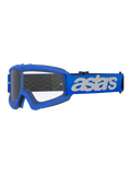 Occhiali Alpinestars Vision Youth Blaze, occhiali da motocross e off-road, montatura e fascia blu con logo astars bianco, lente in policarbonato trasparente, vestibilità specifica per ragazzi per caschi più piccoli, occhiali protettivi resistenti per le gare