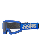 Occhiali Alpinestars Vision Youth Blaze, occhiali da motocross e off-road, montatura e fascia blu con logo astars bianco, lente in policarbonato trasparente, vestibilità specifica per ragazzi per caschi più piccoli, occhiali protettivi resistenti per le gare