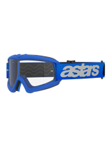 Occhiali Alpinestars Vision Youth Blaze, occhiali da motocross e off-road, montatura e fascia blu con logo astars bianco, lente in policarbonato trasparente, vestibilità specifica per ragazzi per caschi più piccoli, occhiali protettivi resistenti per le gare
