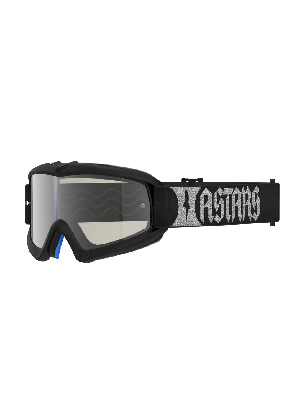 Alpinestars Maschere Vision Atrox Ragazzo, maschere da motocross, nero e argento, lente specchiata antiappannamento e fascia con logo Astars.
