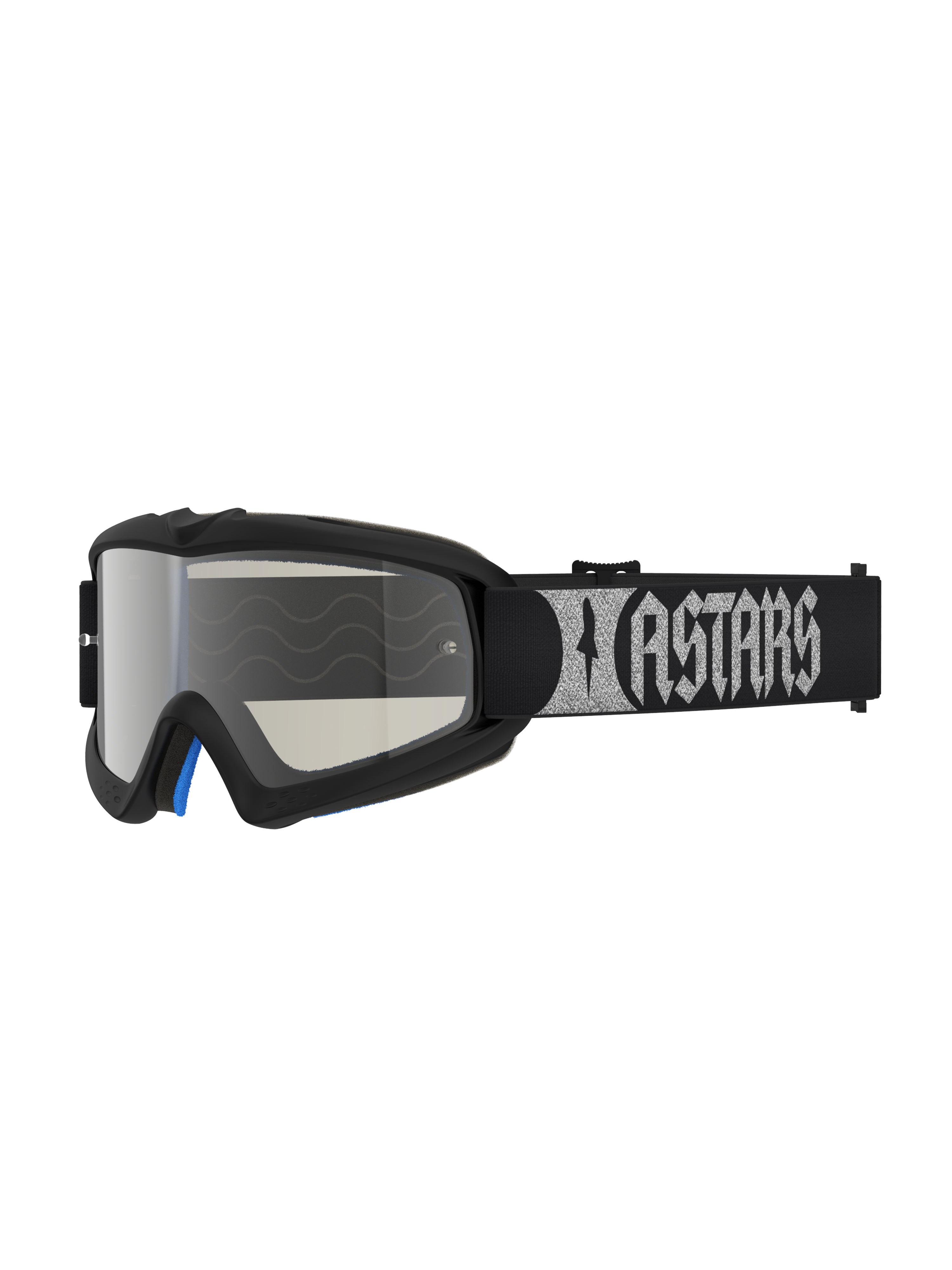 Alpinestars Maschere Vision Atrox Ragazzo, maschere da motocross, nero e argento, lente specchiata antiappannamento e fascia con logo Astars.