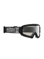 Alpinestars Maschere Vision Atrox Ragazzo, maschere da motocross per ragazzi, nere e argento, lenti a specchio antiappannamento e cinturino con logo ASTARS argentato.
